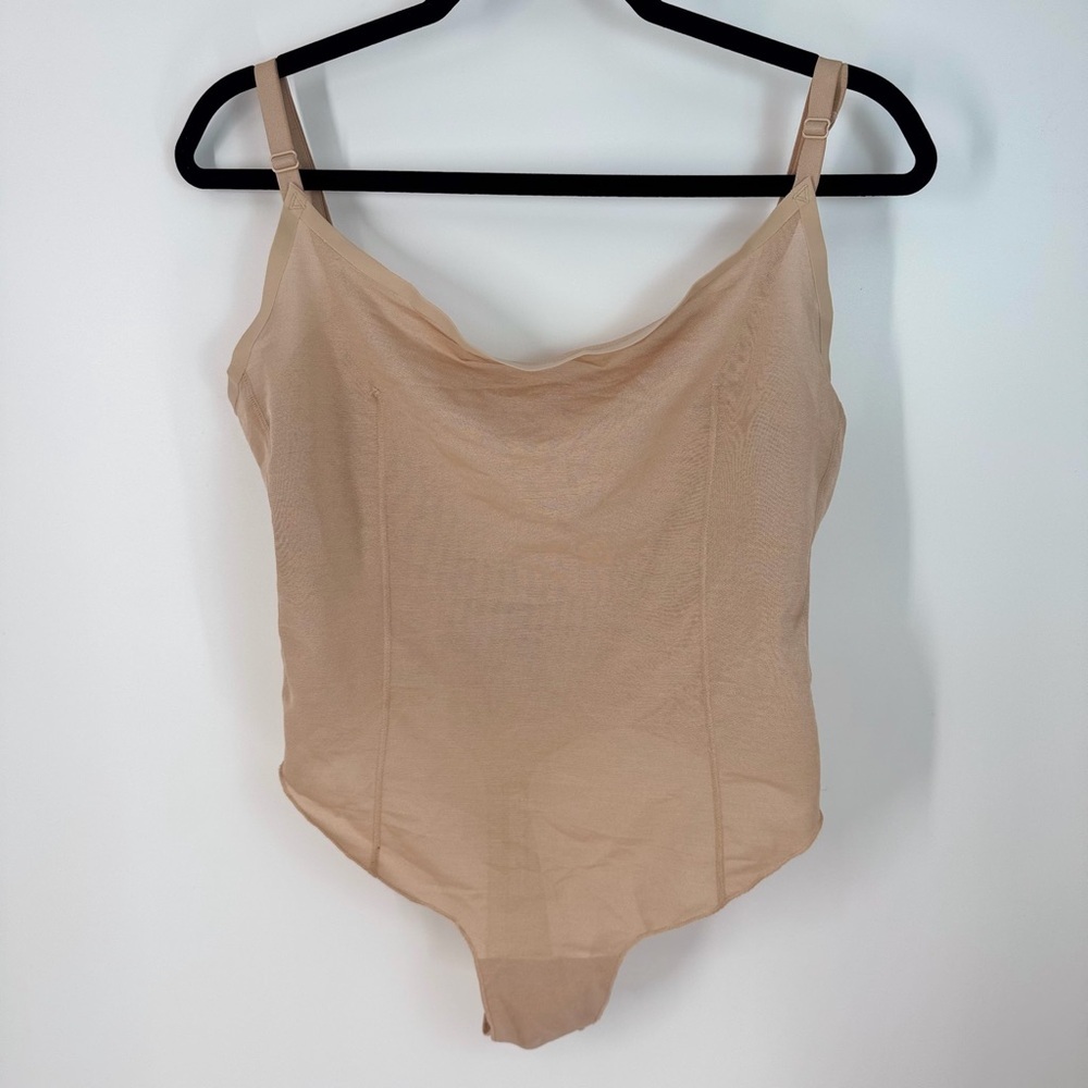 SKIMS Adjustable Strap Side Seam Nude Mesh Bodysuit